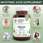 Natural Nutra Niacin Supplement for Energy, Help Maintain Body Fats, Help Improve Digestion, Helps Promotes Skin Health, Boost Energy and Brain Function, Non-GMO, Gluten-Free, 100 mg, 100 Tablets