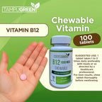 Vitamin B12 1000 mcg Energy, Nerve & Red Blood Cell Support Fast Dissolve Chewable Tablets Non-GMO Made in USA 100 Count