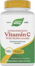 Nature's Way Extra Strength(1) Vitamin C with Bioflavonoids, Supports Immune Health*, Promotes Collagen Production for Healthy Skin*, 1,000 mg per Capsule, 250 Vegan Capsules (Packaging May Vary)