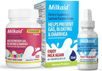 Milkaid Junior Lactase Enzyme Chewable Tablets for Lactose Intolerance | Prevents Gas, Bloating, Diarrhea in Children| Fast Acting Dairy Digestive Supplement for Kids| Strawberry Flavor | 60 ct (2)