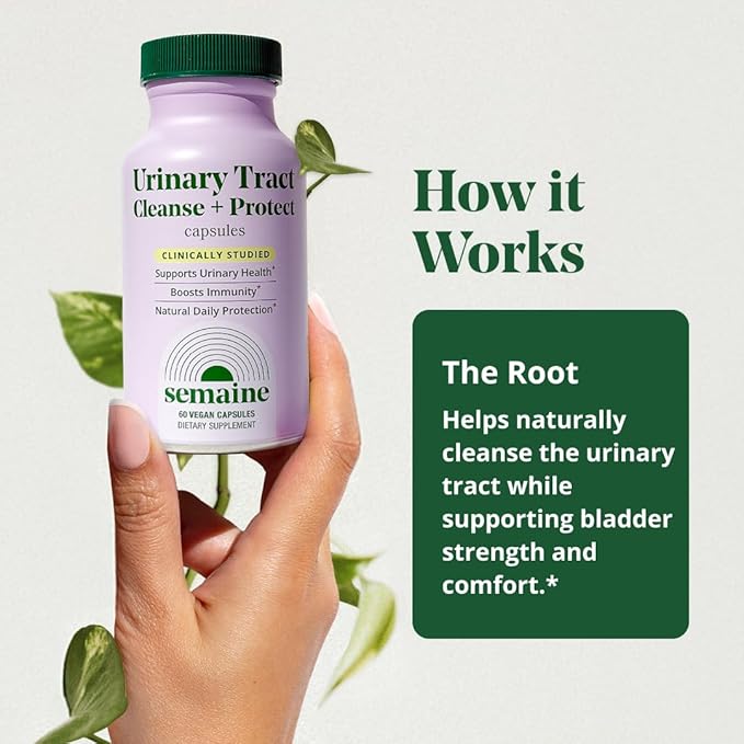 Semaine Urinary Tract Cleanse & Protect - 60 ct, Bladder Support Supplement for Women, Flushes Urinary Tract. Combines Cranberry Proanthocyanidins with Hibiscus