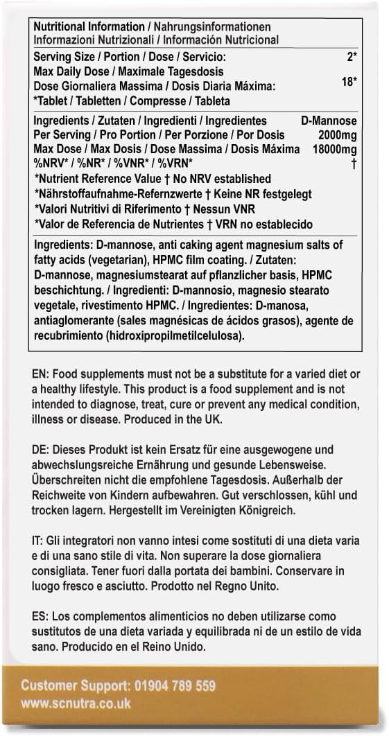 sc nutra Waterfall D-Mannose 1000mg Tablets - Value Pack 90 Tablets