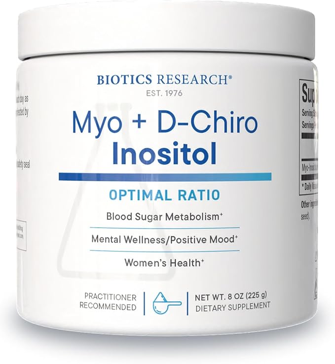 Biotics Research Balanced B8 Powder, Myo inositol and D Chiro inositol, 40:1 Ratio, Women’s Health, Neural Communication, Fat Metabolism, Vascular Health, Hair Growth 8 Ounces