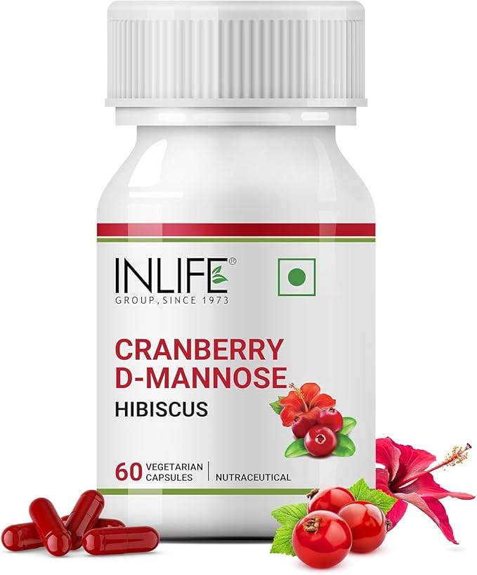 Cranberry Capsules for Urinary Tract | D-Mannose Hibiscus Extract | Health Supplement for UTI | Men Women - 60 Vegetarian Capsules (Pack of 1, 60)