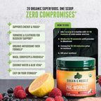 Organic Muscle Organic Pre Workout Powder, Lemon Berry — USDA Organic Superfood Blend | Maca, Beet Root, Cordyceps, Rhodiola | 150mg Natural Caffeine, Vegan, No Jitters, 20 Servings