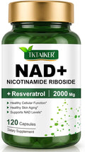 NAD Supplement 2000 Mg - 120 Capsules True NAD & Resveratrol, NMN Alternative Liposomal NAD+ for Women & Men, Support Cellular Health, Stamina & Healthy Aging - Ultra Strength Capsules