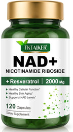 NAD Supplement 2000 Mg - 120 Capsules True NAD & Resveratrol, NMN Alternative Liposomal NAD+ for Women & Men, Support Cellular Health, Stamina & Healthy Aging - Ultra Strength Capsules
