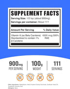 BulkSupplements.com Beta Carotene Powder - Beta Carotene Supplement, Vitamin A Supplement for Immune and Vision Support - Gluten Free, 900mg per Serving, 100g (3.5 oz) (Pack of 1)