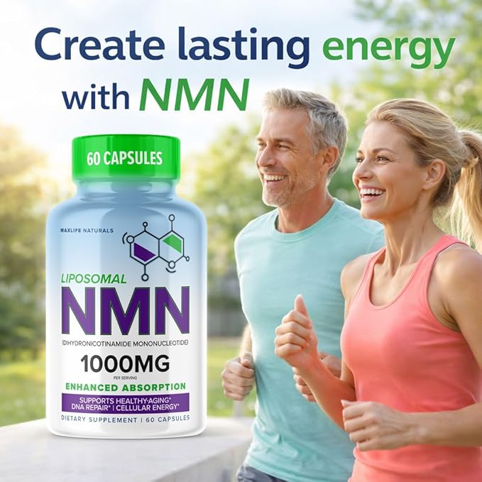 Liposomal NMN 1000mg – Nicotinamide Mononucleotide Supplement – NAD+ Precursor for Cellular Energy, DNA Repair, & Healthy Aging Support – 99% High Purity Shelf Stablized, Made in USA, 60 Capsules