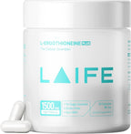 LAIFE L-Ergothioneine PLUS Supplement, Cellular Antioxidant Supplement for Energy, Skin, Vitality & Whole-Body Wellness with L-Ergothioneine, NR, Quercetin, Curcumin & Magnesium Glycinate, 60 Capsules