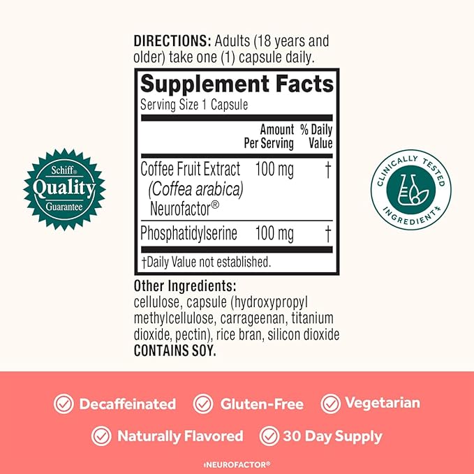 NEURIVA Original Brain Supplement for Memory, Focus & Concentration + Learning & Accuracy with Clinically Tested Nootropics Phosphatidylserine and Neurofactor, Caffeine Free, 30 Capsules (2 Pack)