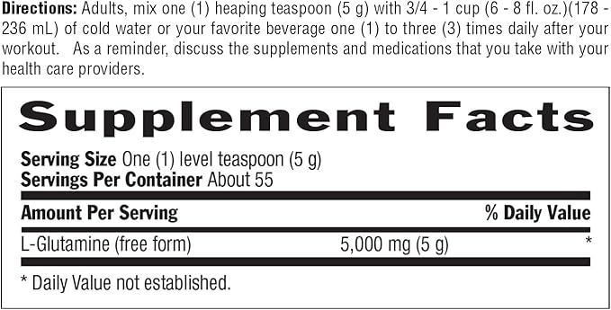 Country Life Glutamine Pure Powder - 5000mg L-Glutamine - Muscle Tissue, Gut Health, Immune Support - Gluten-Free Certified - Ideal Pre/Post Workout Amino Acid Supplement, 55 Servings, 9.7oz