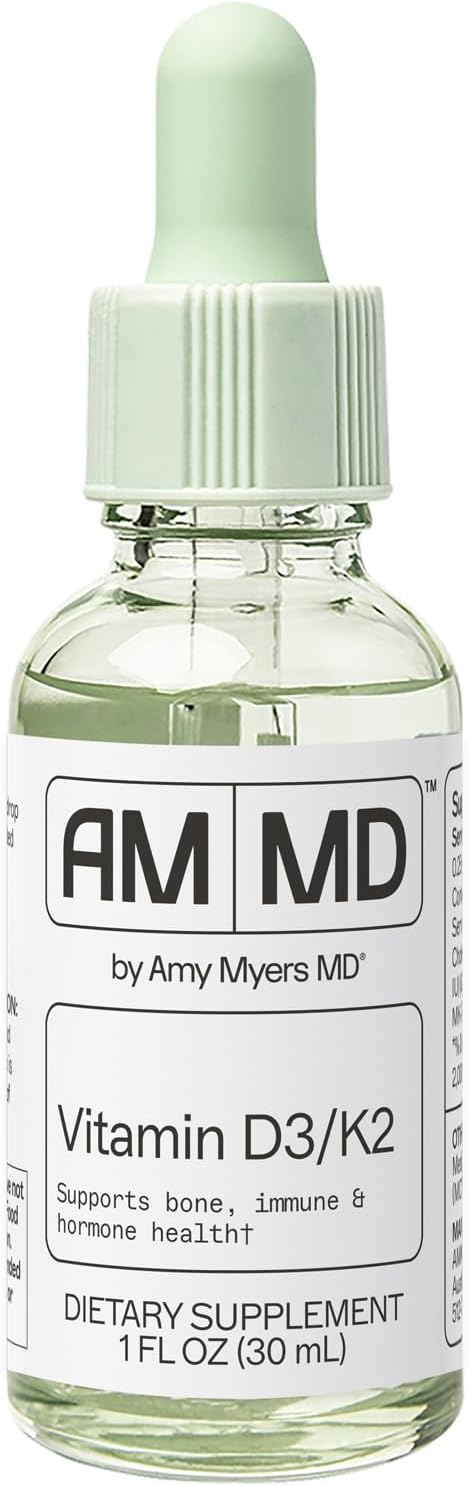 Amy Myers MD D3 K2 - Dietary Supplement Supports Immune System Health - Aid Liquid Bone & Heart Health - Daily Liquid Vitamin D3 & K2 Supplement - Multivitamin with Non-GMO Formula - 1 fl oz