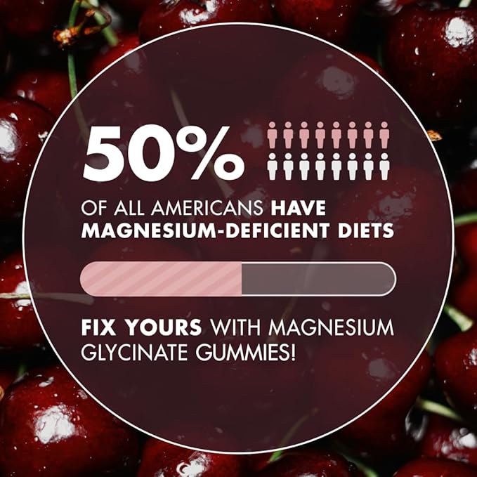 Magnesium Glycinate 2150 MG Gummies, High Absorption Magnesium Glycinate, Citrate & Malate, Sugar-Free, Vegan, Chews for Men & Women, 60 Gummies, Cherry Flavor, Pack of 2