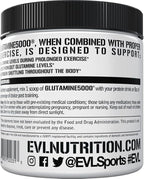 Pure Vegan L-Glutamine Powder Supplement - Evlution Nutrition Nitric Oxide Booster 5g L Glutamine Supplement for Post Workout Recovery Enhanced Pumps Gut Health Energy and Immunity - Unflavored