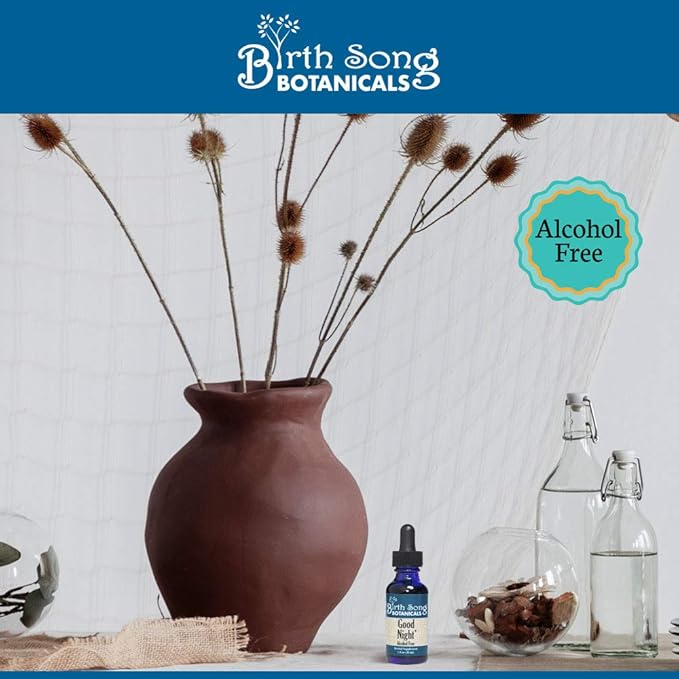 Birth Song Botanicals Good Night Herbal Sleep Tincture with Valerian and Passionflower, Natural Sleep, Stress, and Relaxation Support Supplement Adults, 1oz Bottle