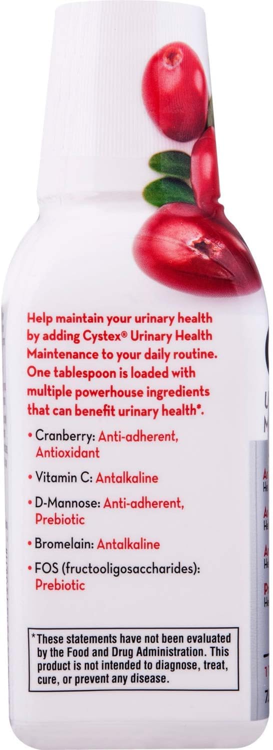 Cystex UTI Prebiotic Cranberry Liquid, Urinary Tract Support with D-Mannose, Vitamin C, and Bromelain, 7.6 FL OZ (Pack of 5)