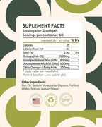 Alpha & Omega Nutrition Omega 3 Fish Oil for Heart, Brain & Immune Health - 2500mg (800mg EPA/600mg DHA) - 120 Softgels