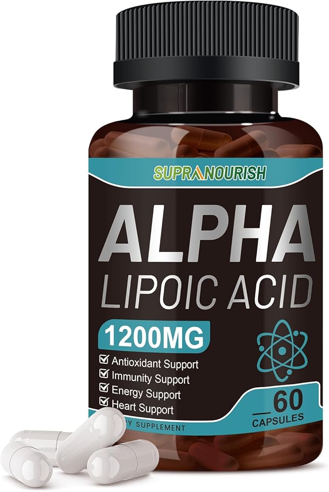 Alpha Lipoic Acid 1000mg 6-in-1 Nerve Support Supplement with Benfotiamine, B1, B12, Grape Seed & Ubiquinol Non-GMO - 60 Capsules, 30-Day Supply
