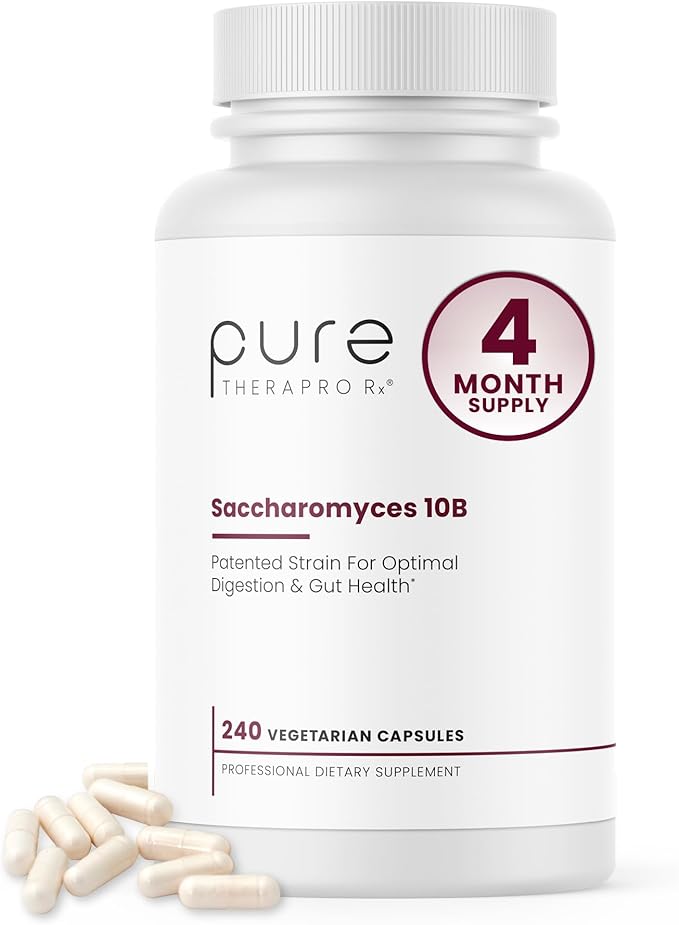 Pure Therapro Rx Saccharomyces Boulardii Probiotics 10 Billion CFU - Made in USA | No Fillers, Patented Strain: Lynside CNCM I-3799 Probiotics for Men and Women 240 Capsules