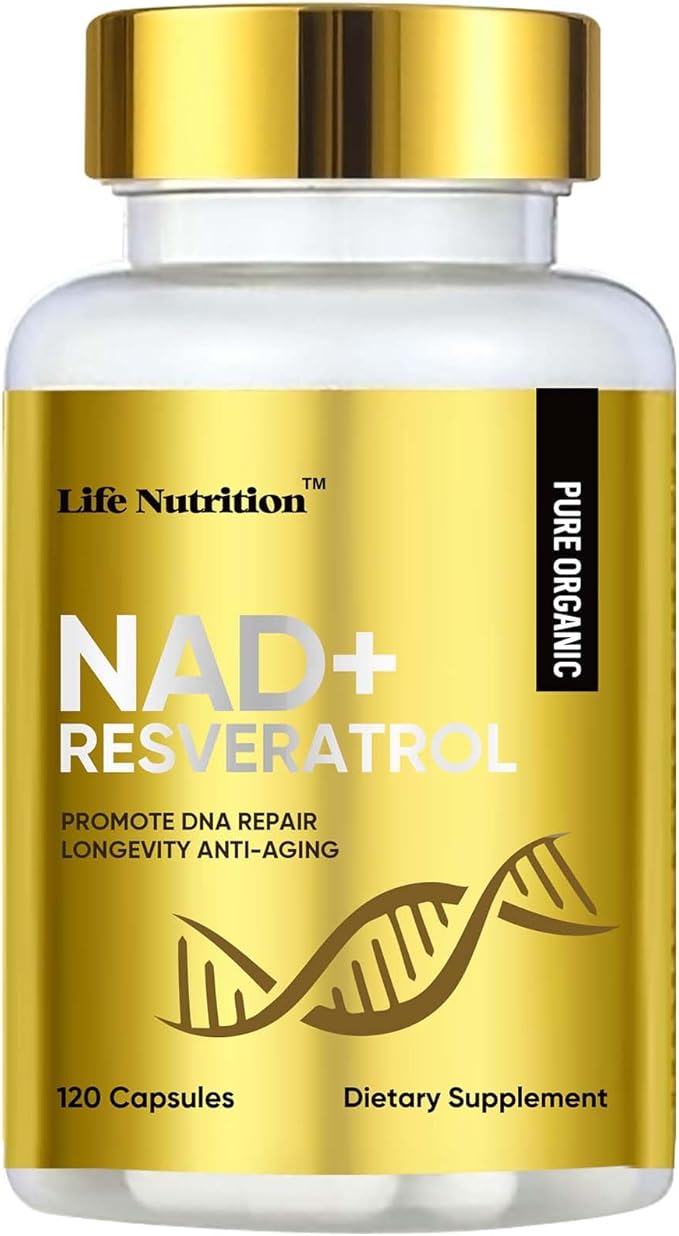 Life Nutrition NAD+ Supplement 2000 mg - 120 Capsules True NAD+ & Resveratrol, NMN Alternative Supports Anti-Aging, Cellular Energy & Repair, Metabolism & Brain Boost for Men & Women