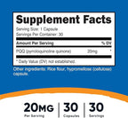 Nutricost PQQ (Pyrroloquinoline Quinone) 20mg, 30 Capsules - Vegetarian Capsules, Non-GMO, Gluten Free