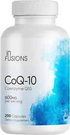 Infusions Maximum Strength Pure CoQ10 600mg 200 Capsules High Absorption Gluten Free Non-GMO