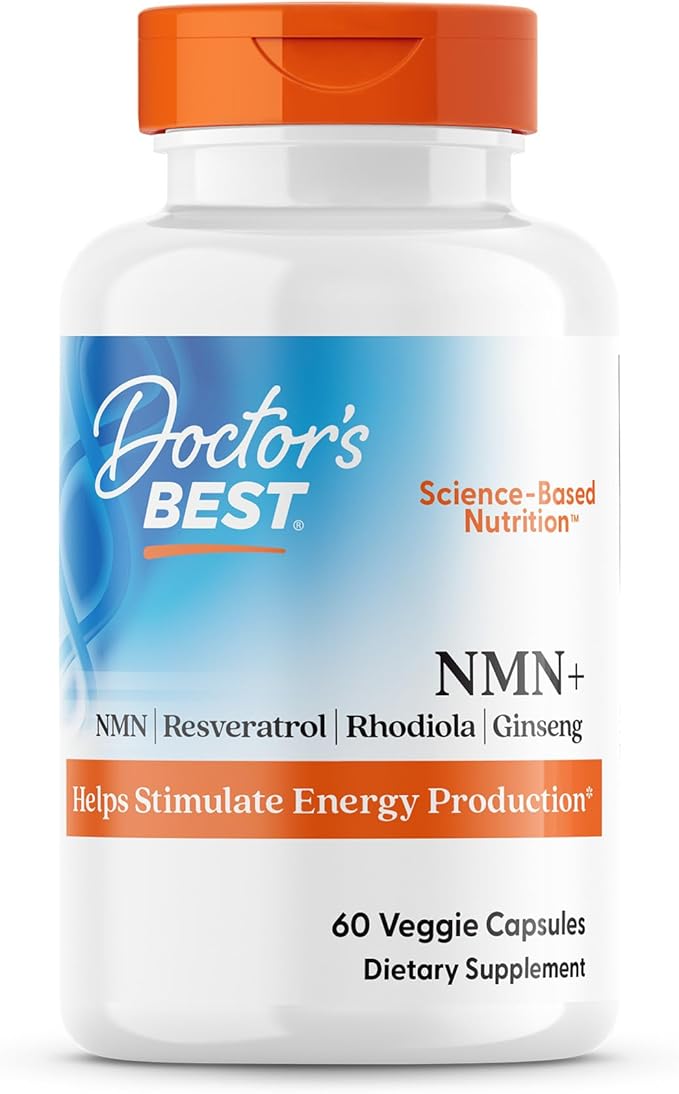 Doctor's Best NMN+ Complex Supplement Capsules for Women & Men - Supports NAD+ Production, Resveratrol 100mg & Beta Nicotinamide Mononucleotide 200mg per Capsule, Cellular Energy Support - 60 Veg Caps