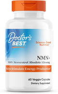 Doctor's Best NMN+ Complex Supplement Capsules for Women & Men - Supports NAD+ Production, Resveratrol 100mg & Beta Nicotinamide Mononucleotide 200mg per Capsule, Cellular Energy Support - 60 Veg Caps