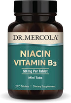 Dr. Mercola Niacin Vitamin B3, 90 Servings (270 Tablets), Dietary Supplement, Mini Tabs, Essential B Vitamin, Non-GMO