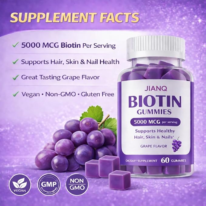 Biotin Gummies for Hair Skin & Nails – High Strength 5000 mcg Biotin with Collagen, Zinc & Vitamin C | Vegan, Sugar-Free, Non-GMO | Supports Healthy Hair Growth, 120 Count
