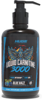 Huge Supplements Liquid L-Carnitine 3000, Superior Potency Infused with 500mg MitoBurn & 25mg GBB, Premium Stim-Free Thermogenic Fat Burner & Energy Boost, Convenient Pump Top, 32 Oz (60 Servings)