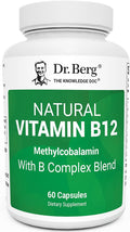 Dr. Berg Natural Vitamin B12 1000 mcg with B Complex Blend - Methylcobalamin B12 for Energy, Nerve Health, and Cognitive Function* - Methylated B12 with Folate - 60 Capsules (2-Month Supply)