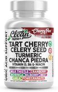 Cherry Flow Tart Cherry Capsules Uric Acid Support Celery Seed Turmeric Chanca Piedra Vitamin D Vitamin B6 Niacin Milk Thistle Moringa Extract Pomegranate Beets 90 Count By Clean Nutra