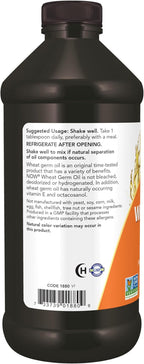 NOW Supplements, Wheat Germ Oil with Essential Fatty Acids (EFAs), Nutritional Oil, 16-Ounce (Pack of 2)