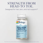 SOLARAY Collagen Keratin with Alpha Lipoic Acid and Hyaluronic Acid - Type I, II and III Collagen Pills - Hair, Skin, Nails, and Joint Health Support - 30 Servings, 60 Capsules