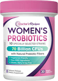 Doctor's Recipes Probiotics for Women, Organic Prebiotics and Probiotics, 70 Billion CFU, 10 Strains, Shelf Stable, 30 Capsules