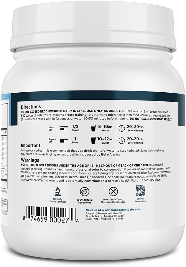 Transparent Labs Lean Pre-Workout - Body Recomposition Pre Workout for Men and Women with Acetyl L-Carnitine, Beta Alanine Powder, & PurCaf Organic Caffeine Powder - 30 Servings, Strawberry Lemonade