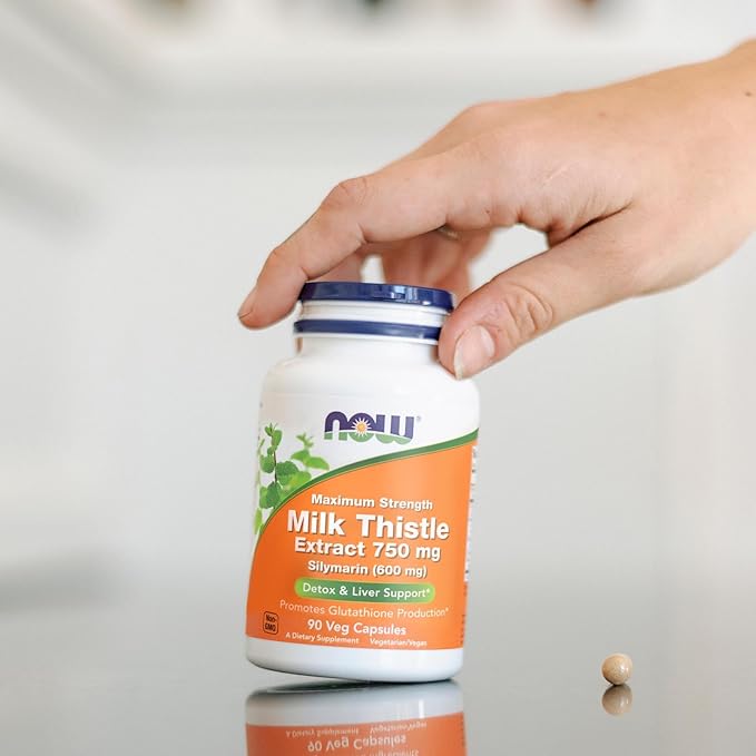 NOW Foods Milk Thistle Extract 750 mg Silymarin (600 mg), Maximum Strength - 90 Veg Capsules, (Pack of 2)
