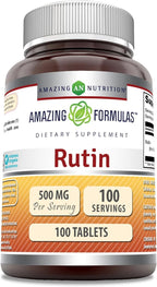 Amazing Formulas Rutin 500 Mg | Tablets Supplement | Non-GMO | Gluten-Free | Made in USA (1 Pack | 100 Count)