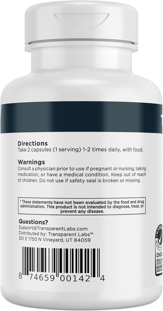 Transparent Labs Vitality Testosterone Booster - Testosterone Supplement for Men with Ashwagandha KSM-66, PrimaVie Shilajit Extract, & DIM to Support Vitality, & Bioavailable Testosterone - 60 Count