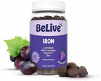BeLive Iron Gummies - Multivitamin Supplement with Vitamin C, A, B & Zinc, Supports Blood Oxygen, Vegan Iron Supplements for Women, Men & Kids for Growth and Development - Grape Flavor | 1-Pack