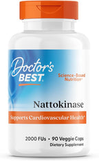 Doctor's Best Nattokinase 2000 FU Supplement for Men & Women - Supports Blood Flow, Heart Health, & Healthy Circulation, Nattokinase Enzyme Sourced from Japanese Natto, Capsule Form - 90 Veg Caps
