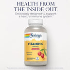 SOLARAY Chewable Vitamin C 500 mg, Natural Cherry Flavor with Natural Sweeteners, Antioxidant and Immune Support Supplement with Whole Food Base, 60-Day Guarantee, 100 Servings, 100 Chewables