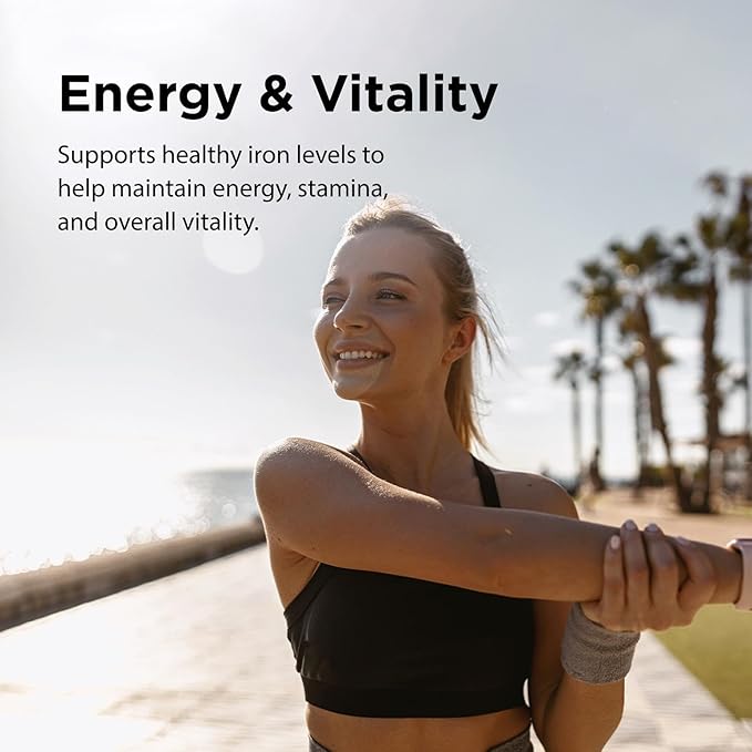 Flora Ferritin+ Delayed-Release Iron Supplement - Plant-Based Iron Supplement - Blood Cell & Energy Support - Vegan & Gluten-Free - Amber Glass Bottle - 60 Vegan Capsules