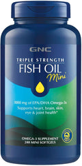 GNC Triple Strength Fish Oil Mini Omega 3 Supplement, 1000mg EPA and DHA, Supports Heart, Brain, Skin, Eye and Joint Health, 240 Mini Softgels