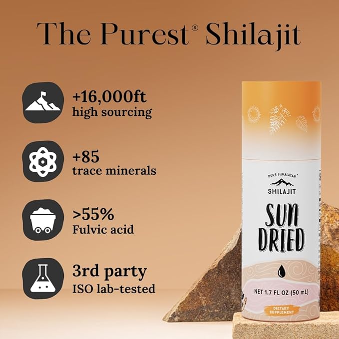 Pure Himalayan Shilajit ®, Sun Dried Liquid Drops - Immune Support Supplement, Energy Boost, Detox Cleanse, Anti-Aging and Wellness - Natural Trace Minerals & Fulvic Acid Complex (50ml, Pack of 1)