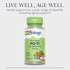 SOLARAY Fo-Ti Capsules - Chinese Herbal Supplement for Men & Women, Support for Herbal Wellness, Vegan, Non GMO, & Lab Verified, 610 mg - 100 Servings, 100 Veg Caps