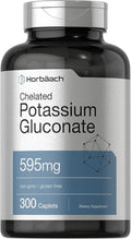 Horbäach Chelated Potassium Gluconate Supplement | 595 mg | 300 Caplets | Vegetarian, Non-GMO, Gluten Free