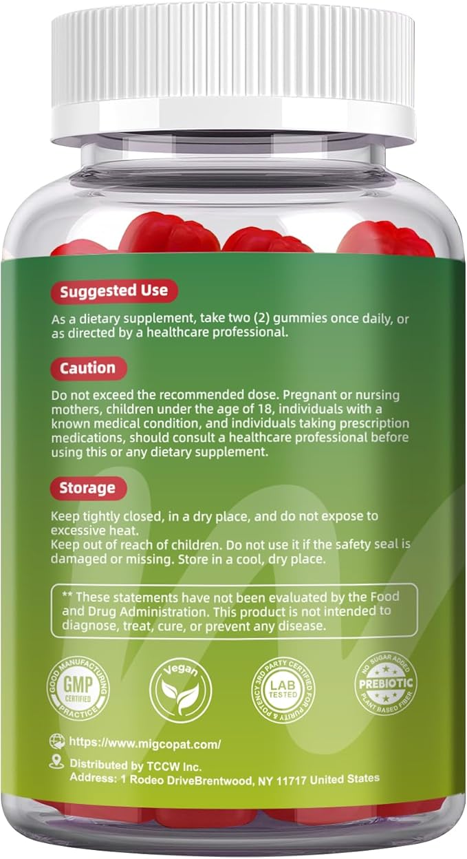 Migcopat Pre Post Probiotics Gummies, Probiotic Prebiotic Postbiotic Digestive Enzymes with Fiber, 120 Billion CFU Probiotics - Digestive Health, Sugar Free, Vegan, Watermelon, 60 Gummies